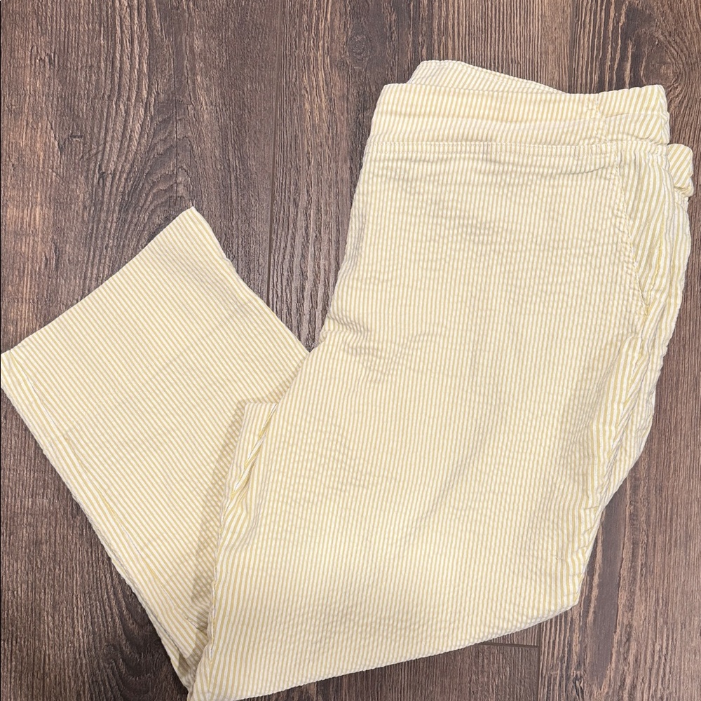 Carolina Belle Seer Sucker Yellow Striped Capris